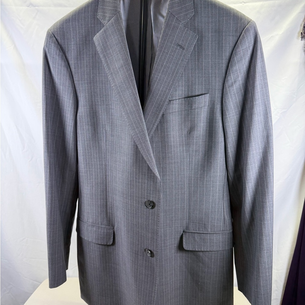 Brooks Brothers Blazer Mens 42R Gray Striped Fitzgerald Fit Explorer Stretch